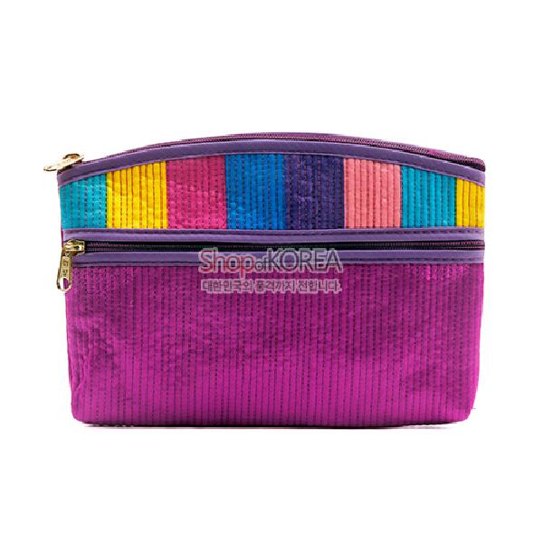 누비 수(秀) 색동티슈지갑(대)-보라 - 색동 무늬가 예쁜 누비티슈지갑
